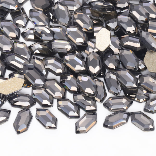 Elongated Hexagon Shape Black Diamond Flat Back Fancy Rhinestones WholesaleRhinestone