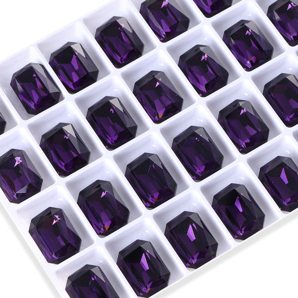 Amethyst Thin Octagon Shape High Quality Glass Pointed Back Fancy Rhinestones WholesaleRhinestone