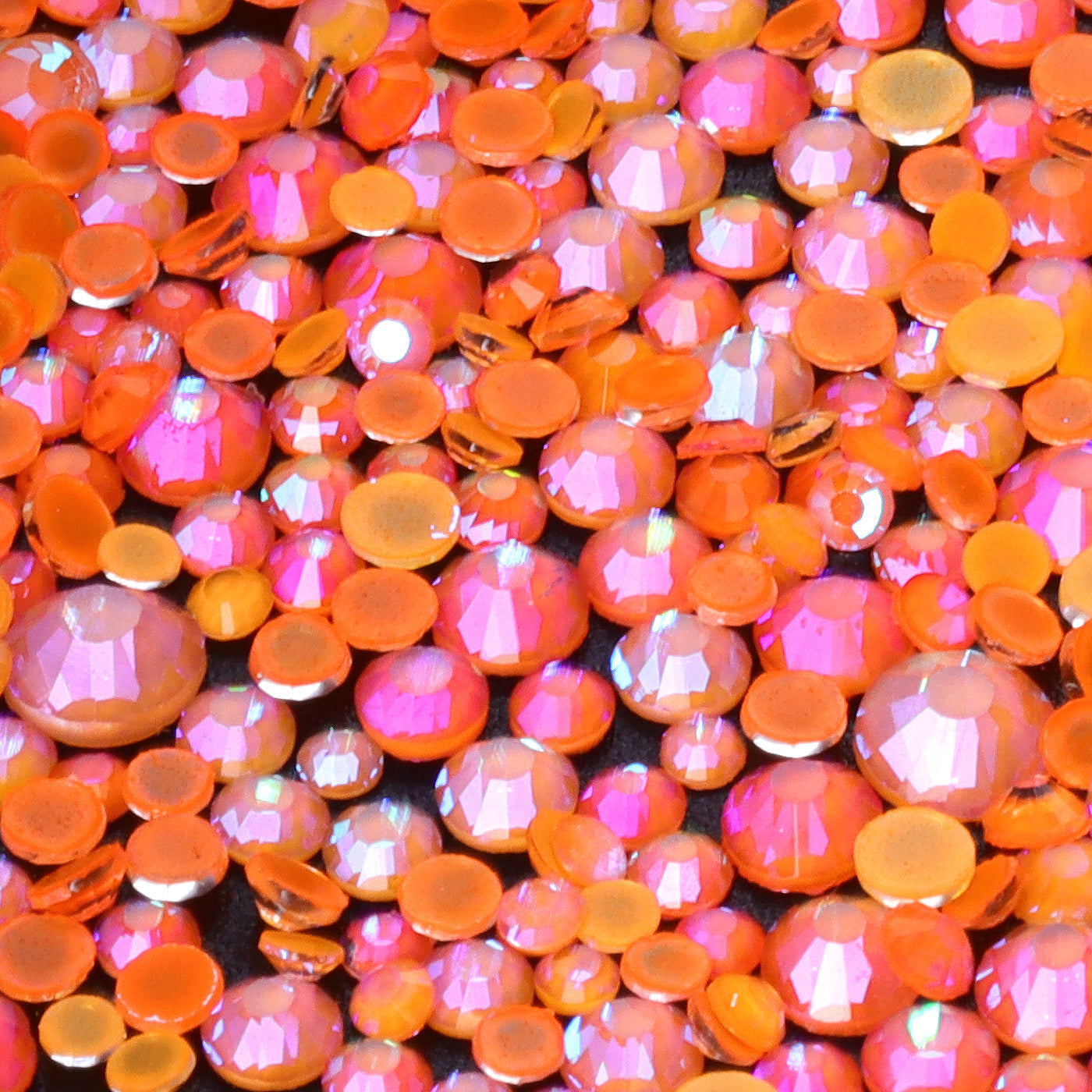 Mixed Sizes Mocha Shimmer Orange Glass Flat Back Rhinestones For Nail Art WholesaleRhinestone Main image