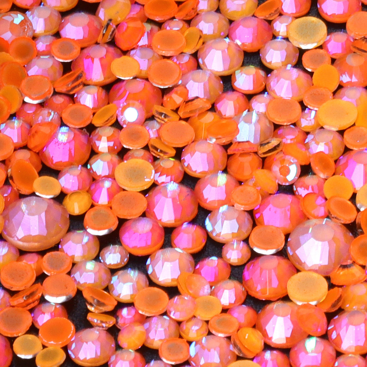 Mixed Sizes Mocha Shimmer Orange Glass Flat Back Rhinestones For Nail Art