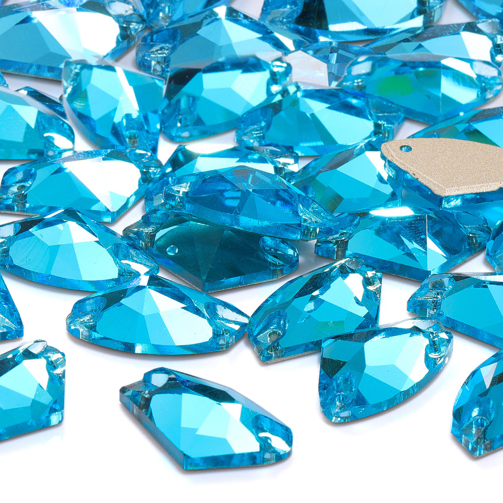 Aquamarine Galactic Shape High Quality Glass Sew-on Rhinestones WholesaleRhinestone