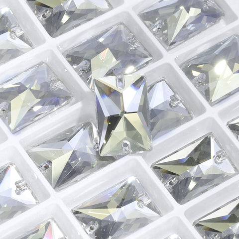 Silver Shade Rectangle Shape High Quality Glass Sew-on Rhinestones