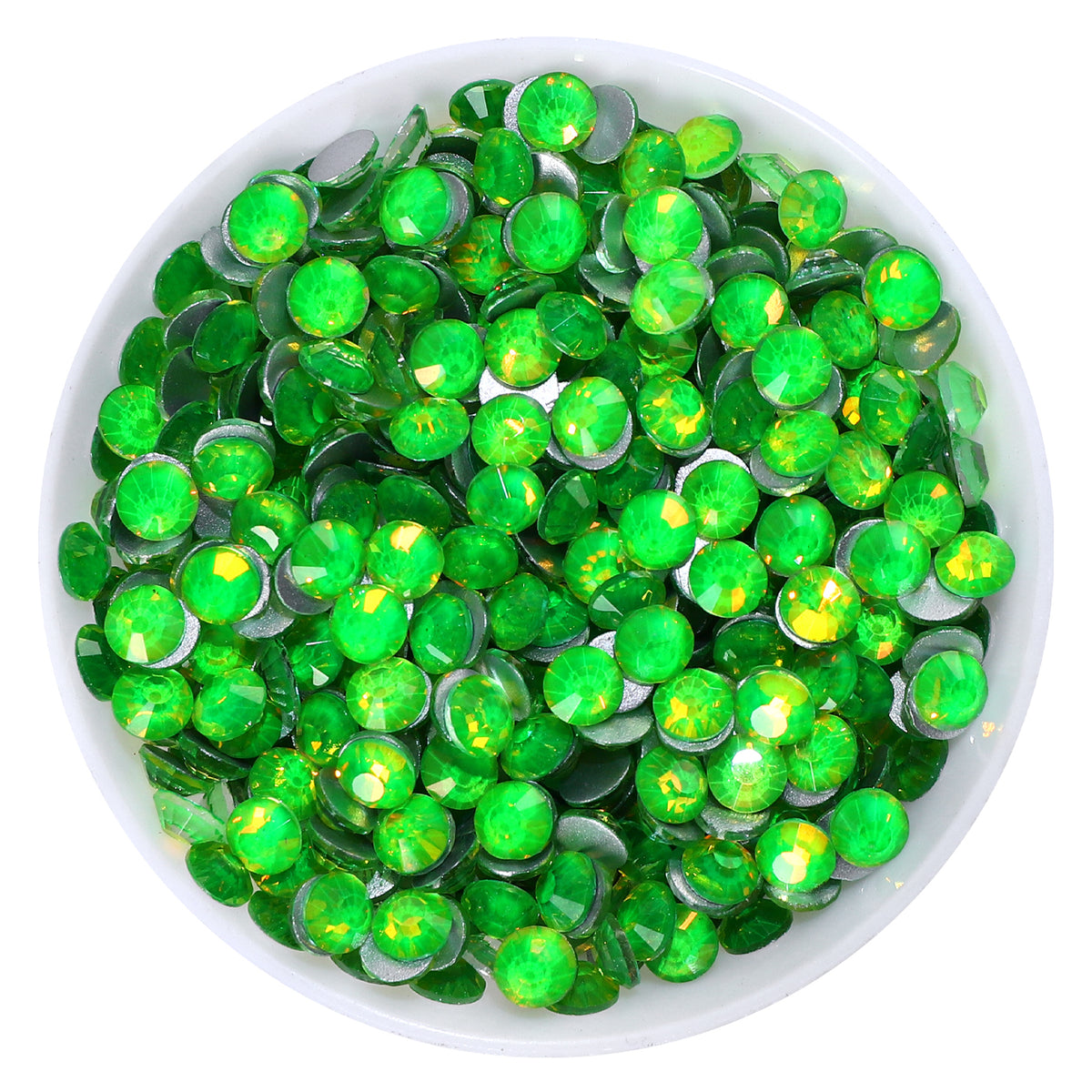 Flashing Brilliant Green Glass FlatBack Rhinestones Silver Back WholesaleRhinestone Hovedbillede