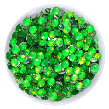 Flashing Brilliant Green Glass FlatBack Rhinestones Silver Back WholesaleRhinestone