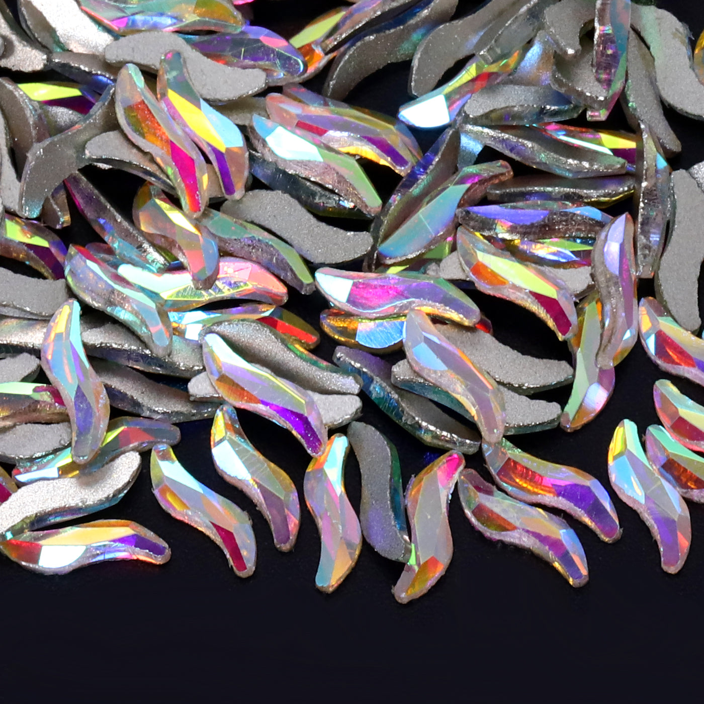 Wave Shape Crystal AB Flat Back Fancy Rhinestones