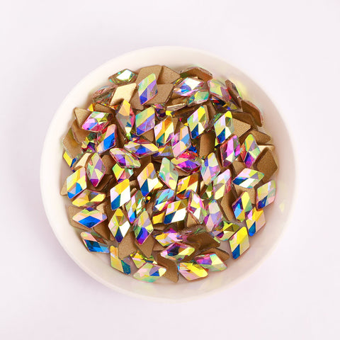 Rhombus Shape Crystal AB Flat Back Fancy Rhinestones