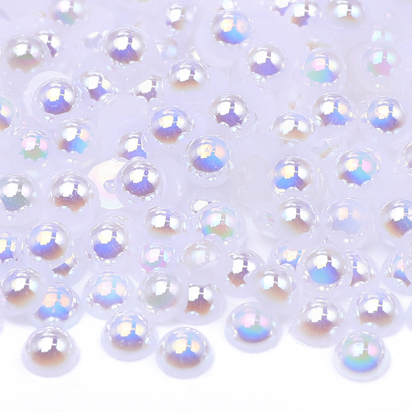 White AB Resin Flat Back Pearls Multi Sizes WholesaleRhinestone