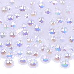 White AB Resin Flat Back Pearls Multi Sizes WholesaleRhinestone