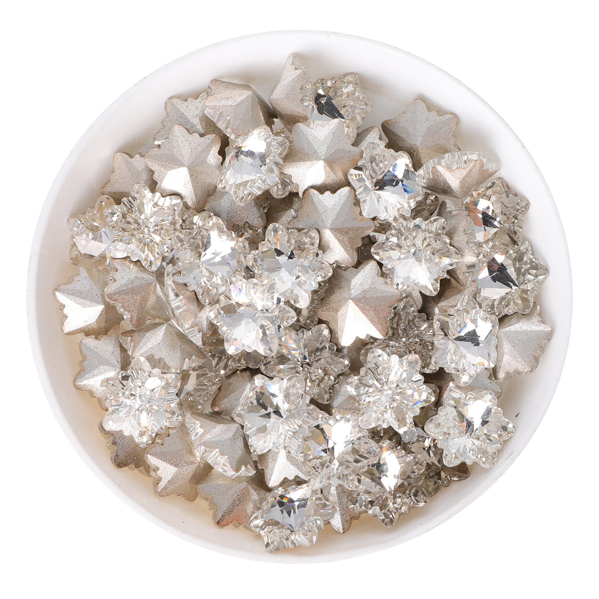 Crystal Snowflake Shape Glass Pointed Back Fancy Rhinestones