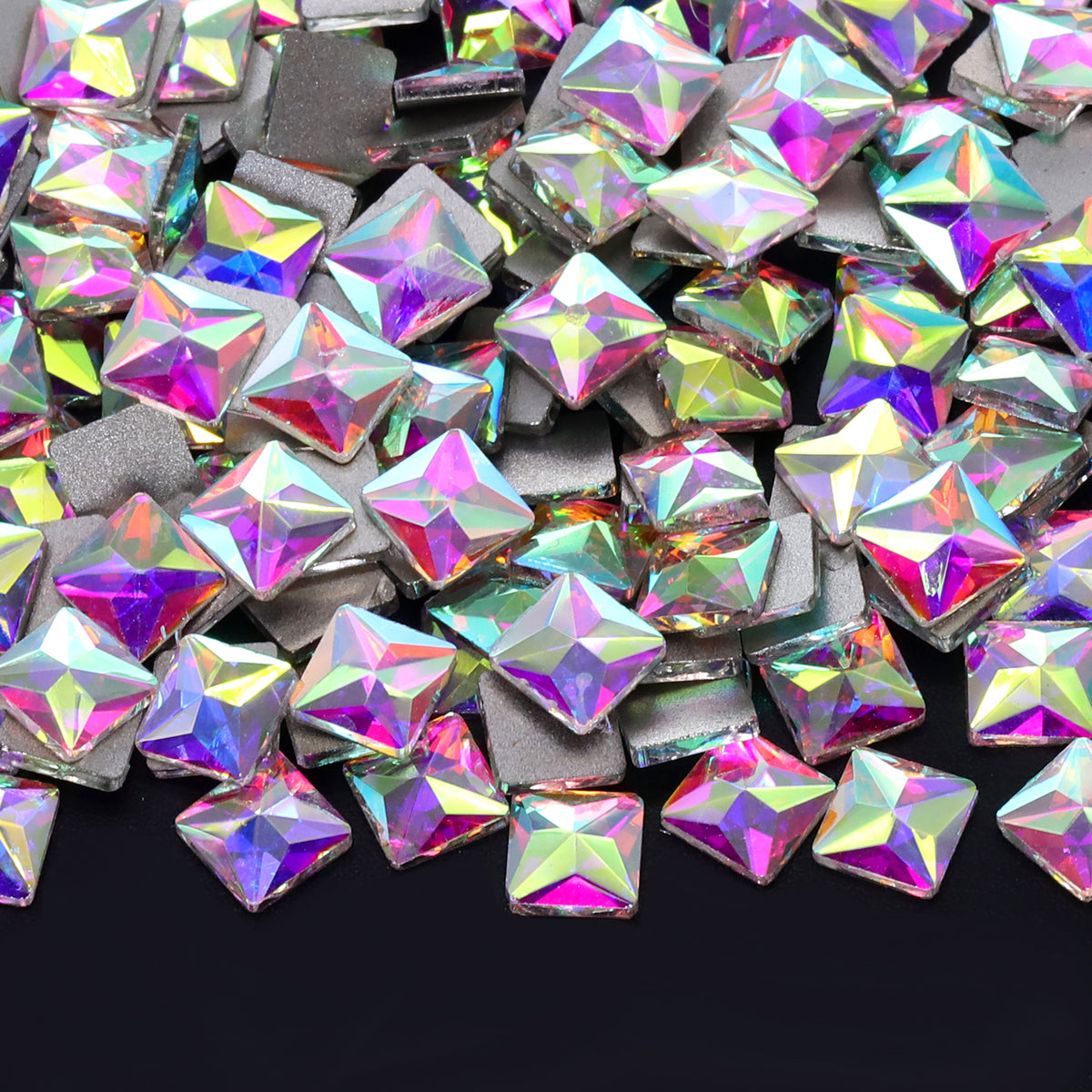 Square Shape Crystal AB Flat Back Fancy Rhinestones