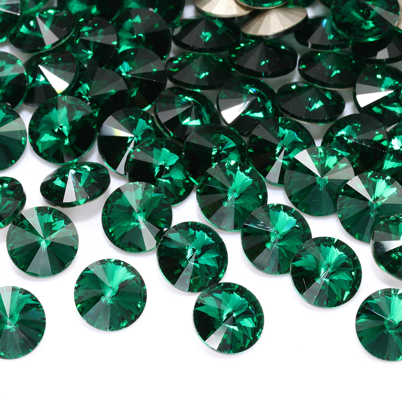 Emerald Rivoli Shape High Quality Glass Pointed Back Fancy Rhinestones