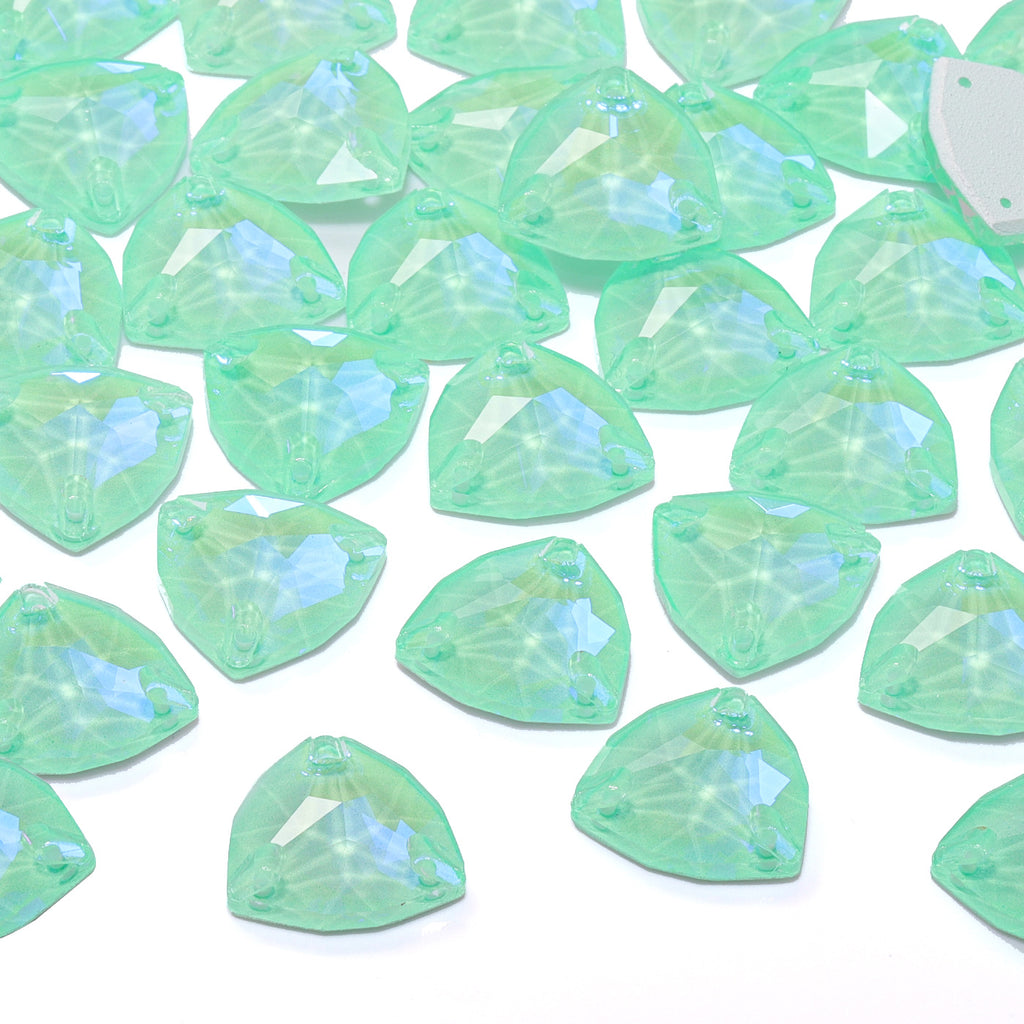 Electric Neon Greenwrap Trilliant Shape High Quality Glass Sew-on Rhinestones WholesaleRhinestone