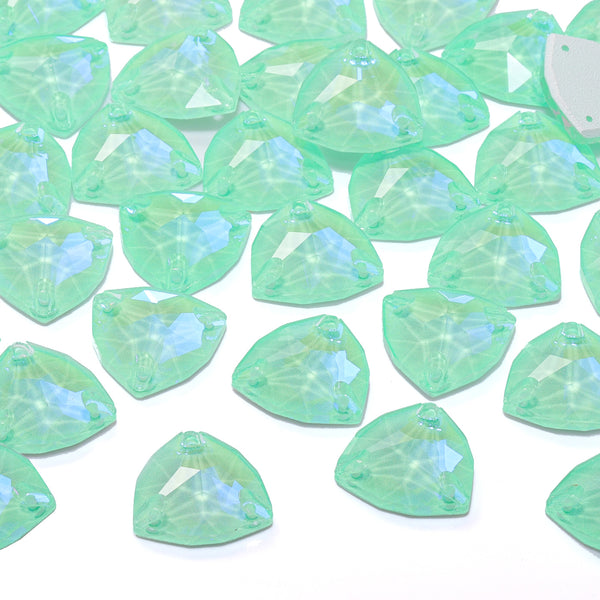 Electric Neon Greenwrap Trilliant Shape High Quality Glass Sew-on Rhinestones WholesaleRhinestone