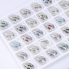 Drop Shape Silver Plated High-Quality Sew-on Alloy Charms Inlaid Cubic Zirconia