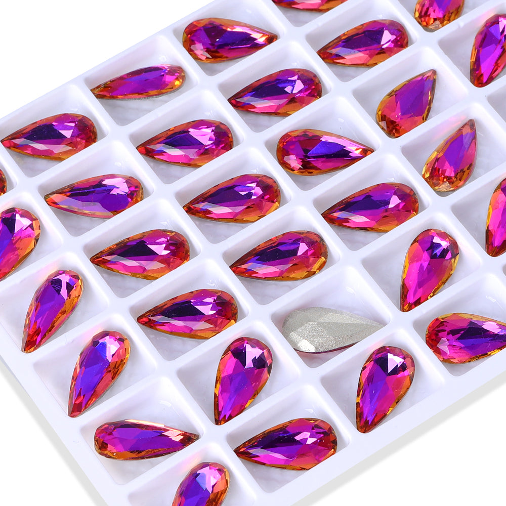 Violet Blue Teardrop Shape High Quality Glass Pointed Back Fancy Rhinestones WholesaleRhinestone