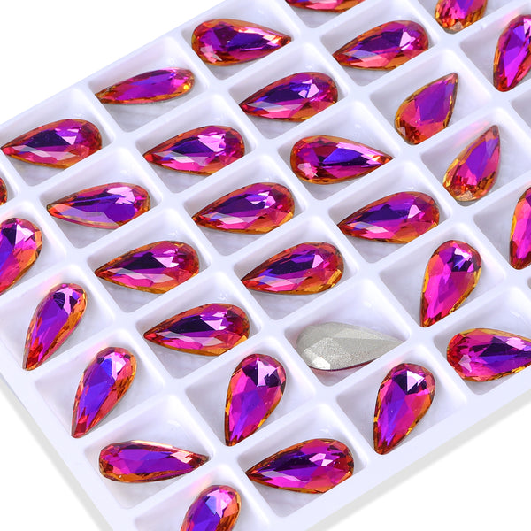 Violet Blue Teardrop Shape High Quality Glass Pointed Back Fancy Rhinestones WholesaleRhinestone