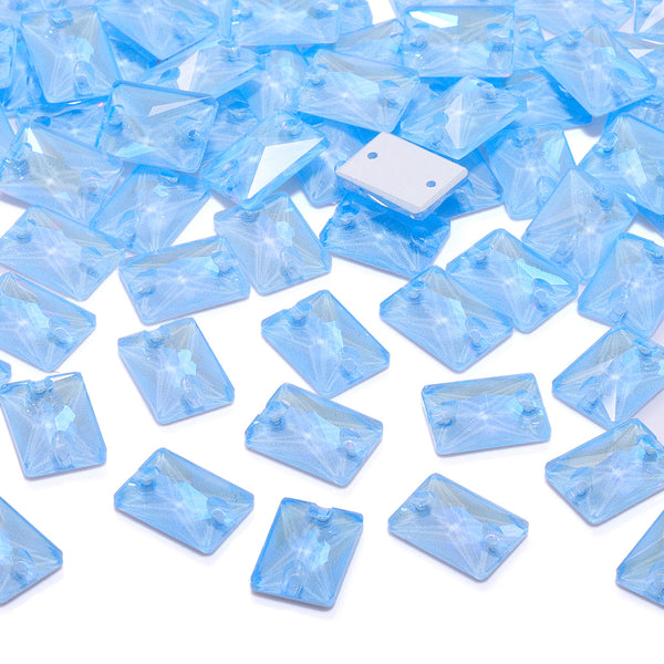 Electric Neon Light Blue Rectangle Shape High Quality Glass Sew-on Rhinestones WholesaleRhinestone