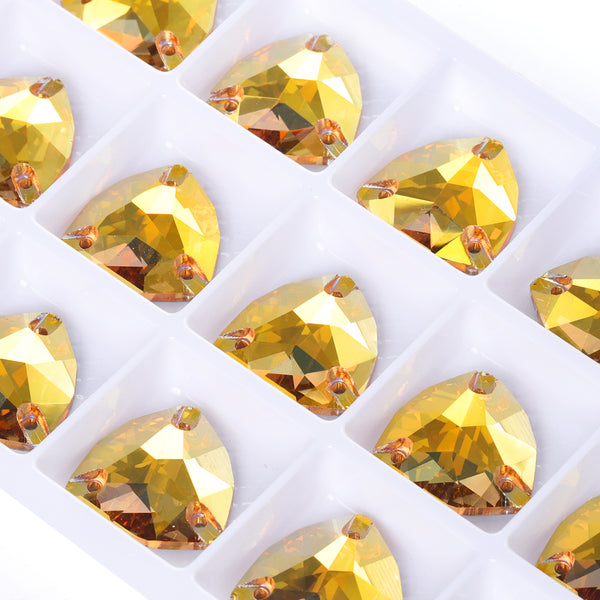Metallic Sunshine Trilliant Shape High Quality Glass Sew-on Rhinestones WholesaleRhinestone