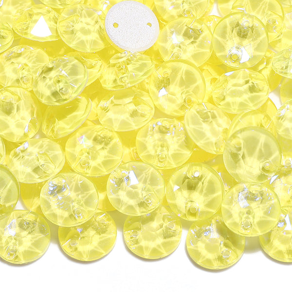 Electric Neon Light Topaz XIRIUS Round Shape High Quality Glass Sew-on Rhinestones WholesaleRhinestone