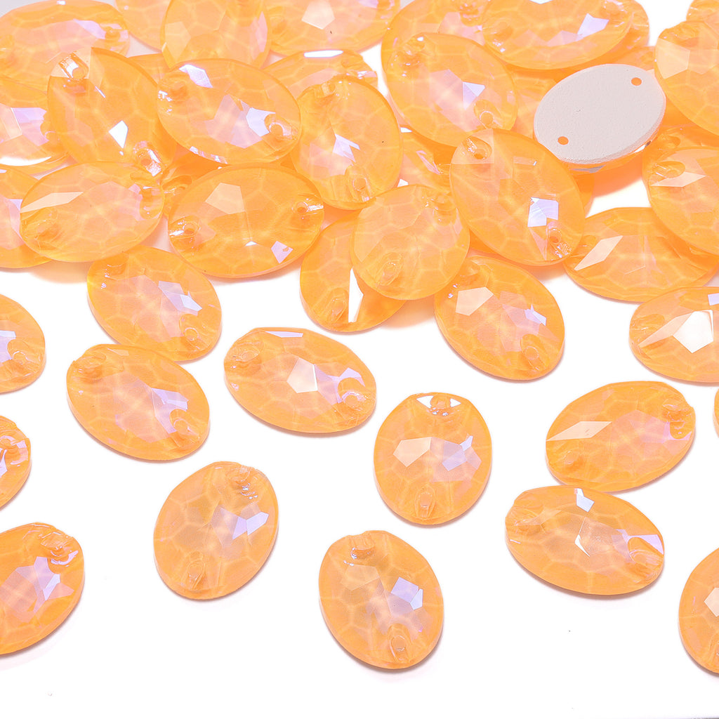 Electric Neon Sunflower Oval Shape High Quality Glass Sew-on Rhinestones WholesaleRhinestone