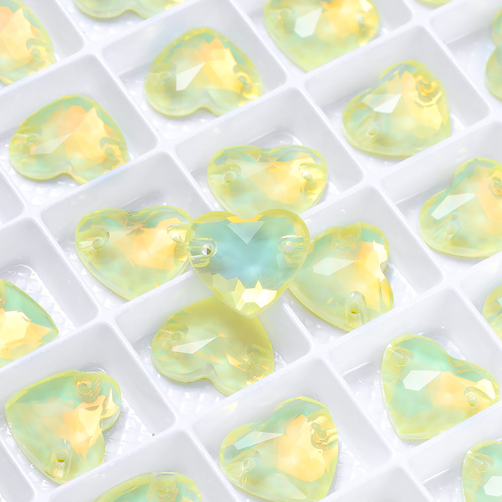 Jonquil AM Heart Shape High Quality Glass Sew-on Rhinestones WholesaleRhinestone