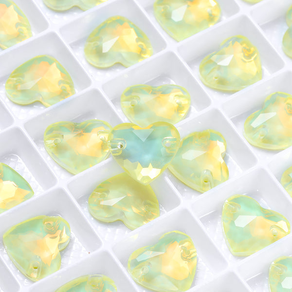 Jonquil AM Heart Shape High Quality Glass Sew-on Rhinestones WholesaleRhinestone
