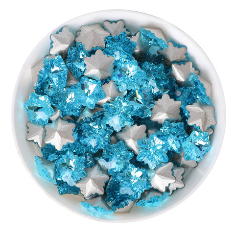 Light Aquamarine Snowflake Shape Glass Pointed Back Fancy Rhinestones WholesaleRhinestone Hauptbild