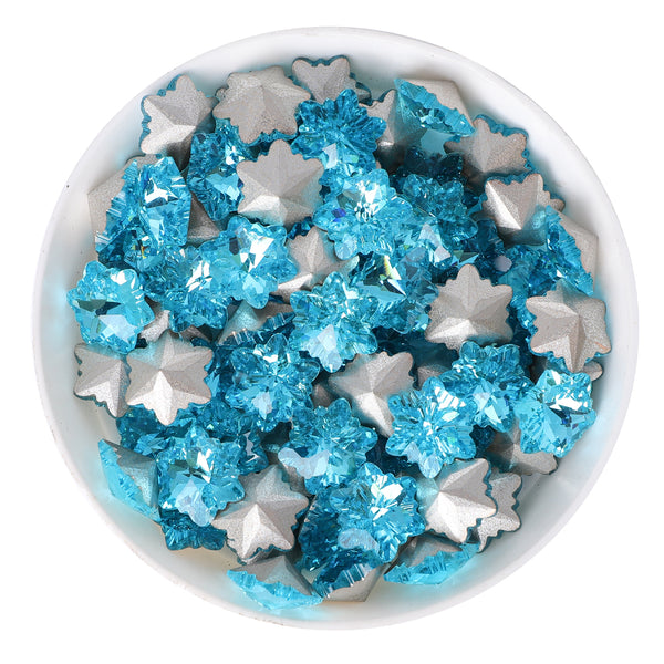 Light Aquamarine Snowflake Shape Glass Pointed Back Fancy Rhinestones WholesaleRhinestone