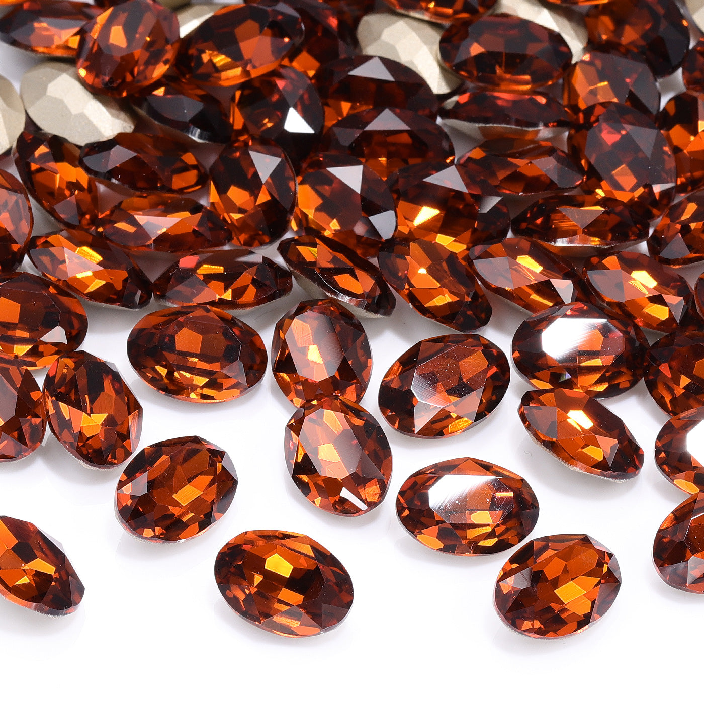 Tangerine Oval Shape High Quality Glass Pointed Back Fancy Rhinestones Secondary image