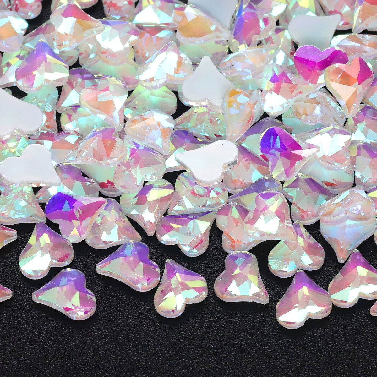 Oblique Heart Shape Mocha White Flat Back Fancy Rhinestones WholesaleRhinestone Imagen principal del producto