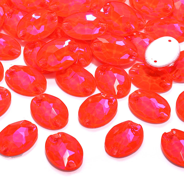 Electric Neon Hyacinth Oval Shape High Quality Glass Sew-on Rhinestones