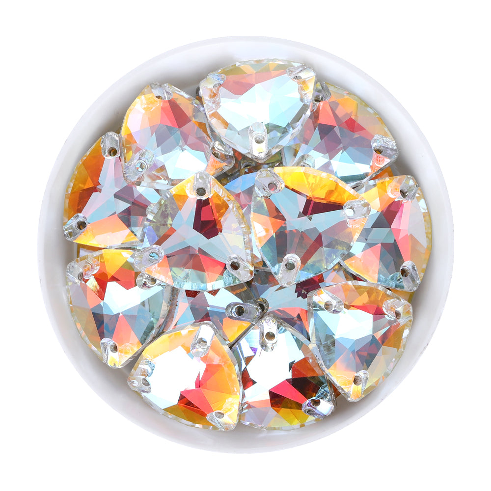 Light Crystal AB Trilliant Shape High Quality Glass Sew-on Rhinestones