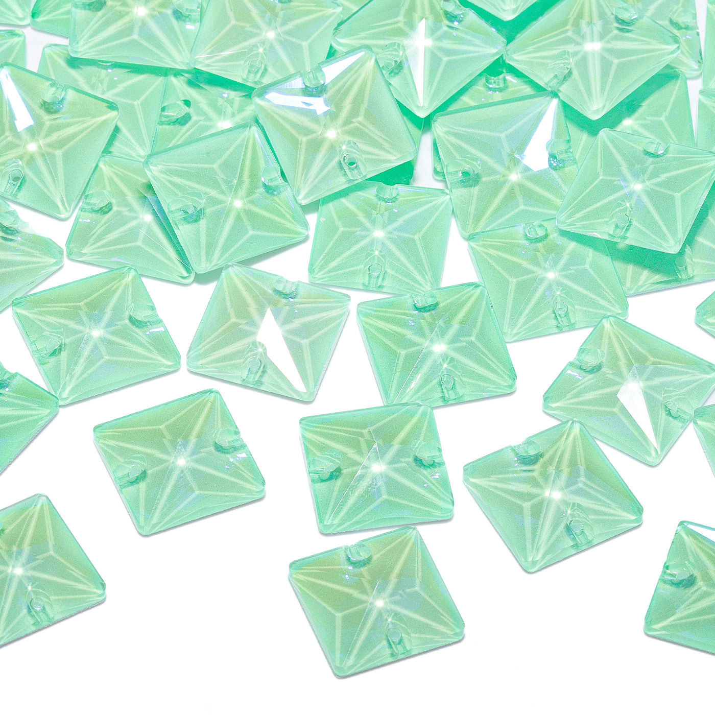 Electric Neon Greenwrap Square Shape High Quality Glass Sew-on Rhinestones