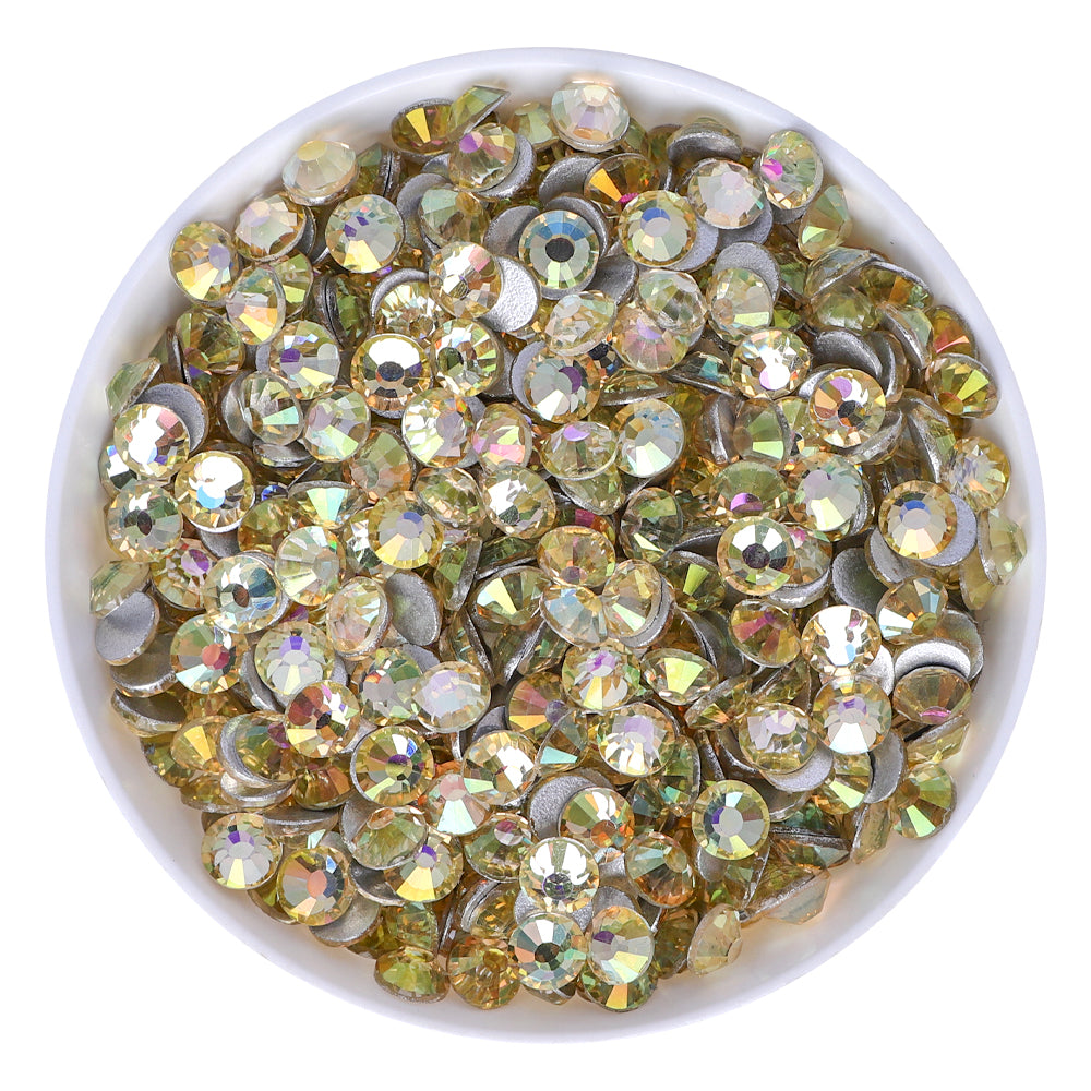 Light Sunshine Glass Flat Back Rhinestones Silver Back