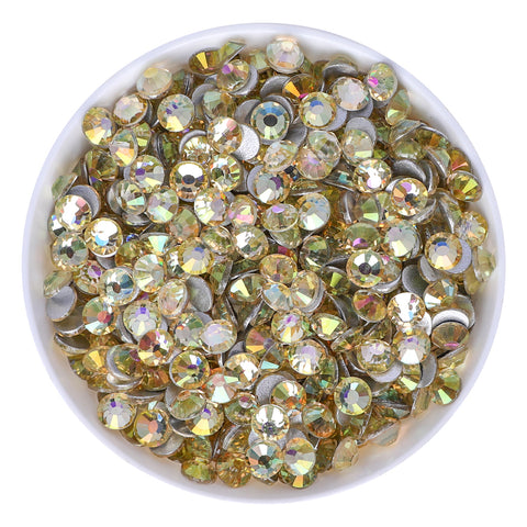Light Sunshine Glass Flat Back Rhinestones Silver Back