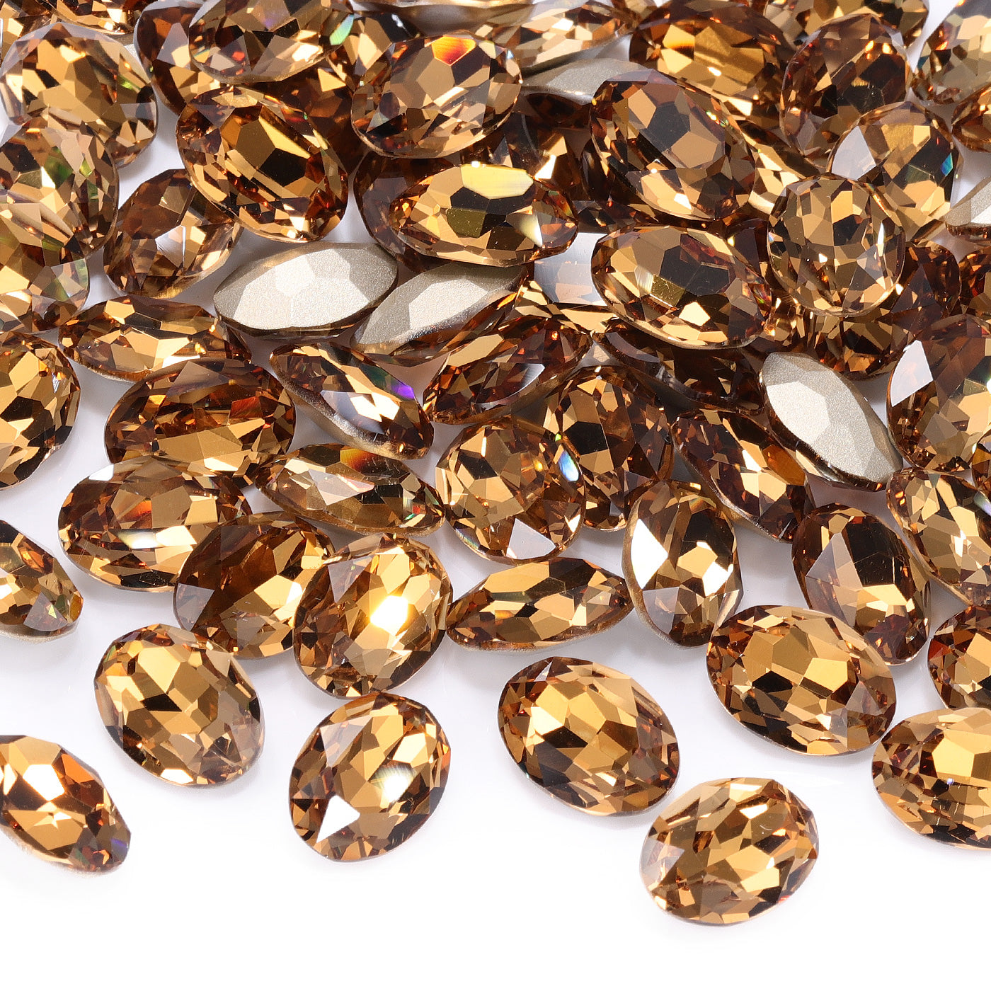 Light Smoked Topaz Oval Shape High Quality Glass Pointed Back Fancy Rhinestones Secondary image