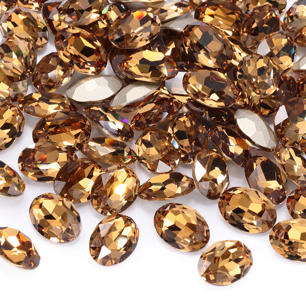 Light Smoked Topaz Oval Shape High Quality Glass Pointed Back Fancy Rhinestones WholesaleRhinestone