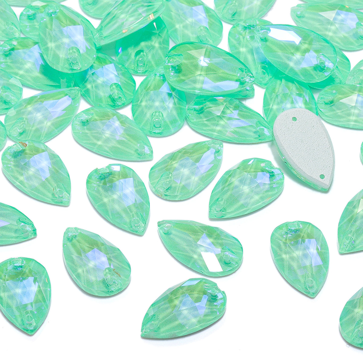 Electric Neon Greenwrap Drop Shape High Quality Glass Sew-on Rhinestones WholesaleRhinestone