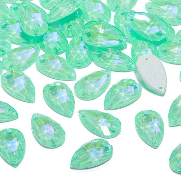 Electric Neon Greenwrap Drop Shape High Quality Glass Sew-on Rhinestones WholesaleRhinestone
