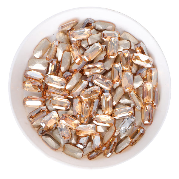 Golden Shadow Elongated Imperial Shape Glass Pointed Back Fancy Rhinestones WholesaleRhinestone