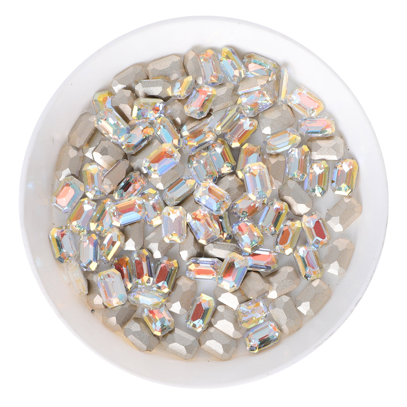 Cognac White Thin Octagon Shape Glass Pointed Back Fancy Rhinestones WholesaleRhinestone Main image