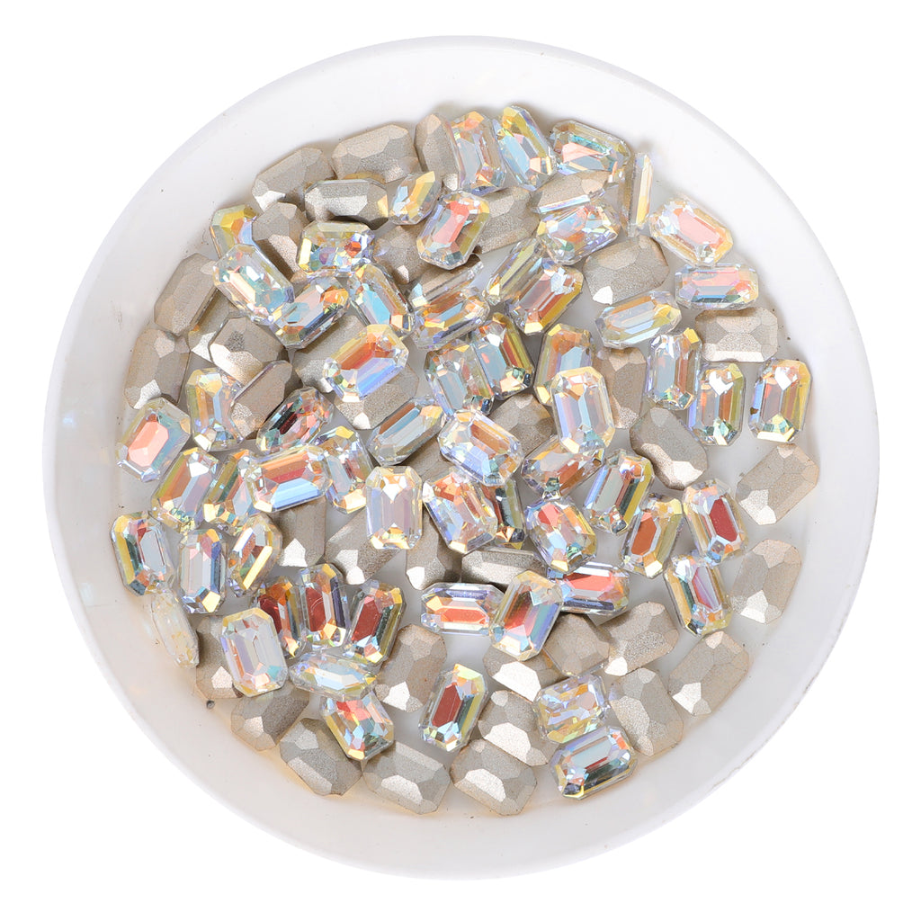 Cognac White Thin Octagon Shape Glass Pointed Back Fancy Rhinestones WholesaleRhinestone