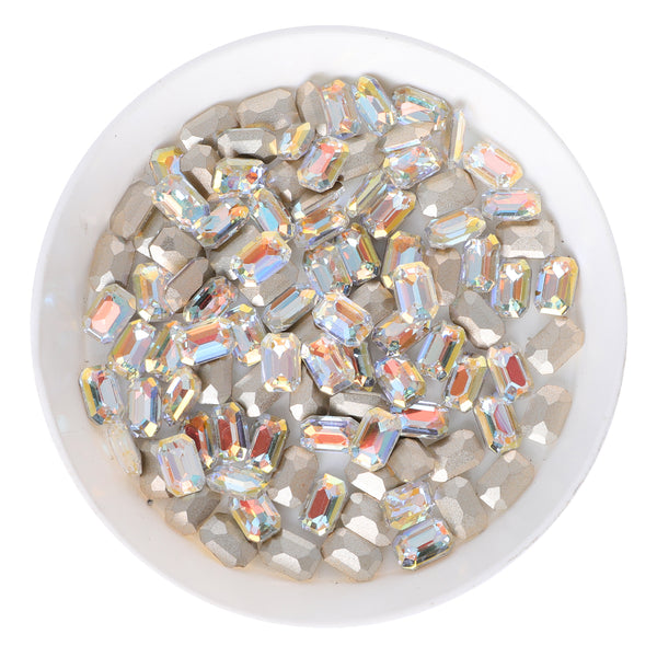 Cognac White Thin Octagon Shape Glass Pointed Back Fancy Rhinestones WholesaleRhinestone