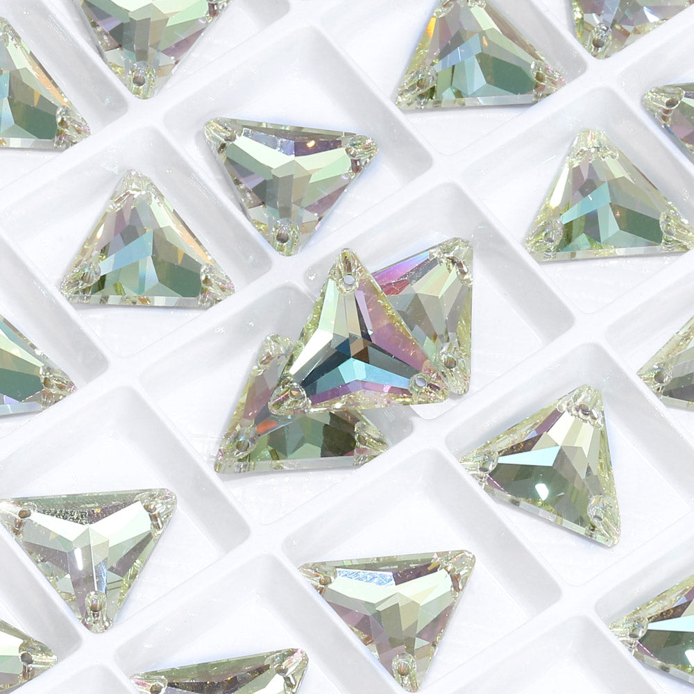Luminous Green Triangle Shape High Quality Glass Sew-on Rhinestones