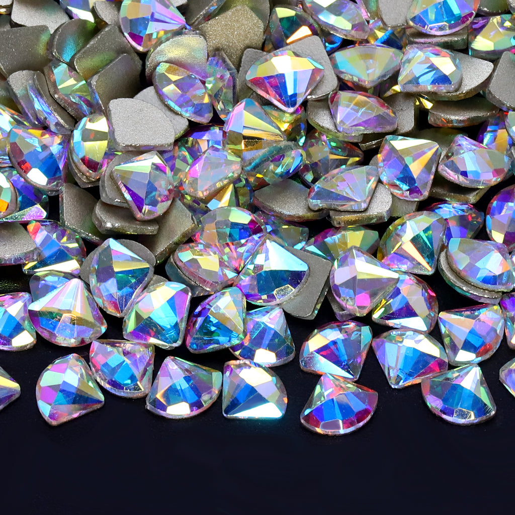 Sector Shape Crystal AB Flat Back Fancy Rhinestones