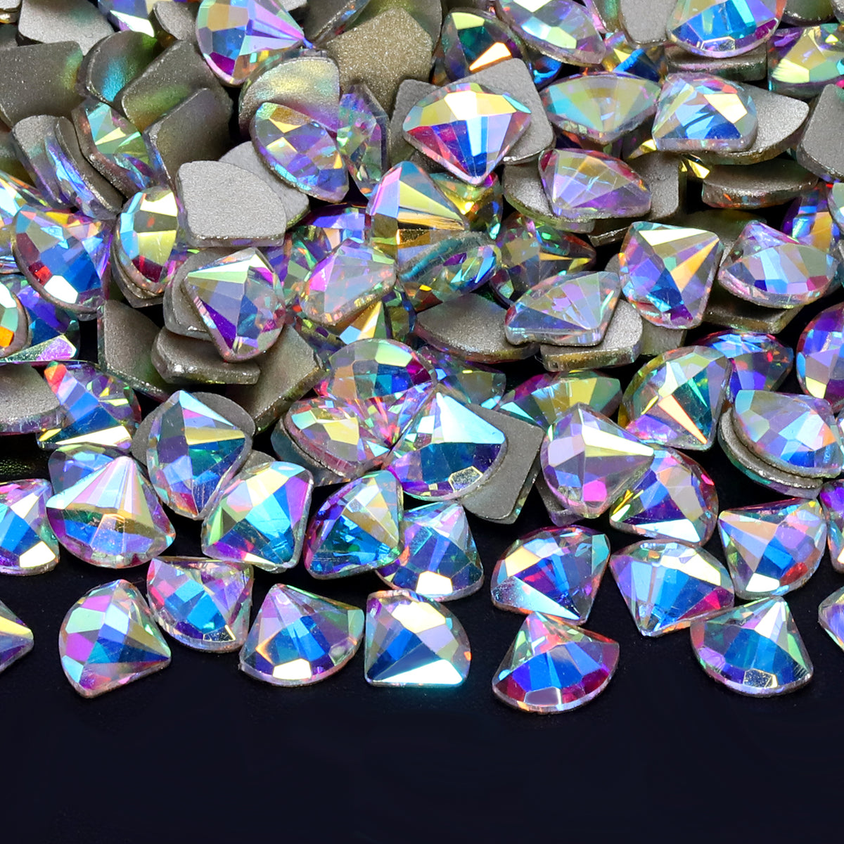 Sector Shape Crystal AB Flat Back Fancy Rhinestones
