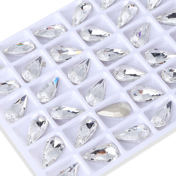 Crystal Teardrop Shape High Quality Glass Pointed Back Fancy Rhinestones WholesaleRhinestone