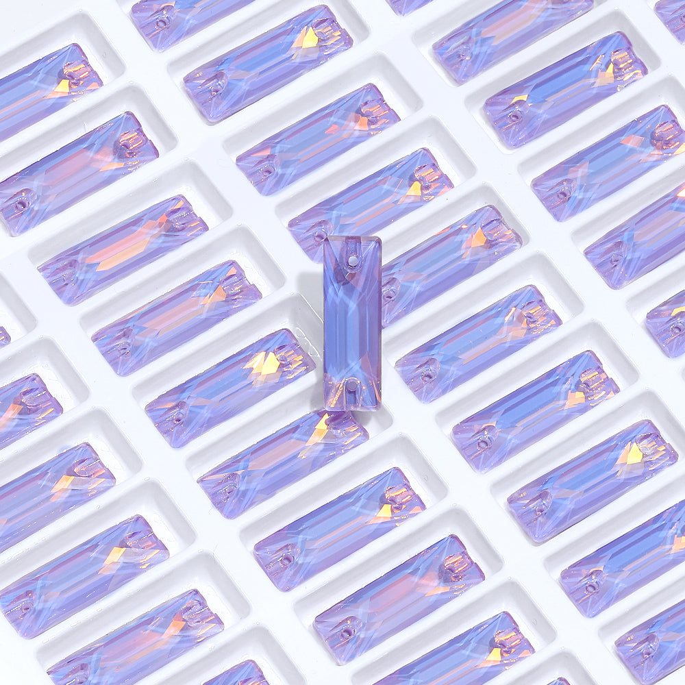 Lavender AM Cosmic Baguette Shape High Quality Glass Sew-on Rhinestones WholesaleRhinestone