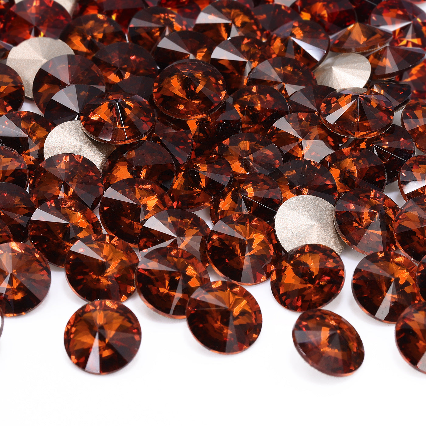 Tangerine Rivoli Shape High Quality Glass Pointed Back Fancy Rhinestones Secondary image