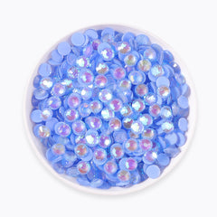 Mocha Shimmer Lt Blue Glass Flat Back Rhinestones